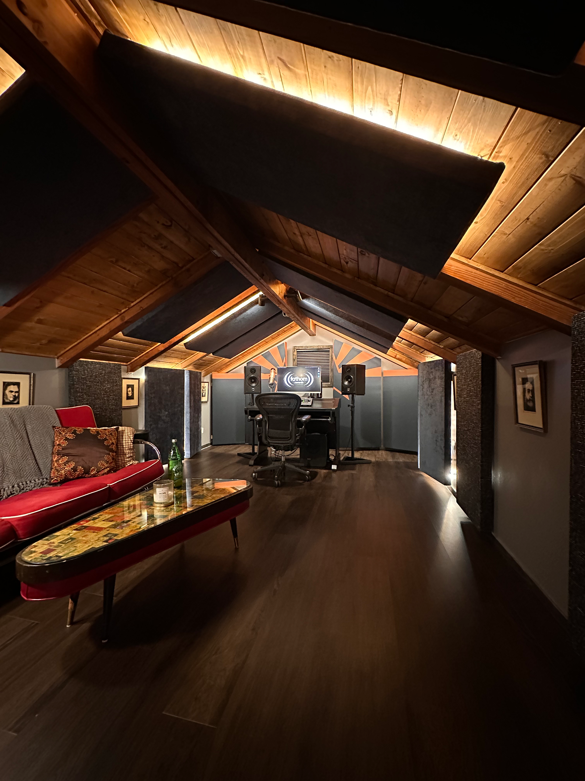 Professional mix environment inside Jim Kaufman’s Sedona cabin studio