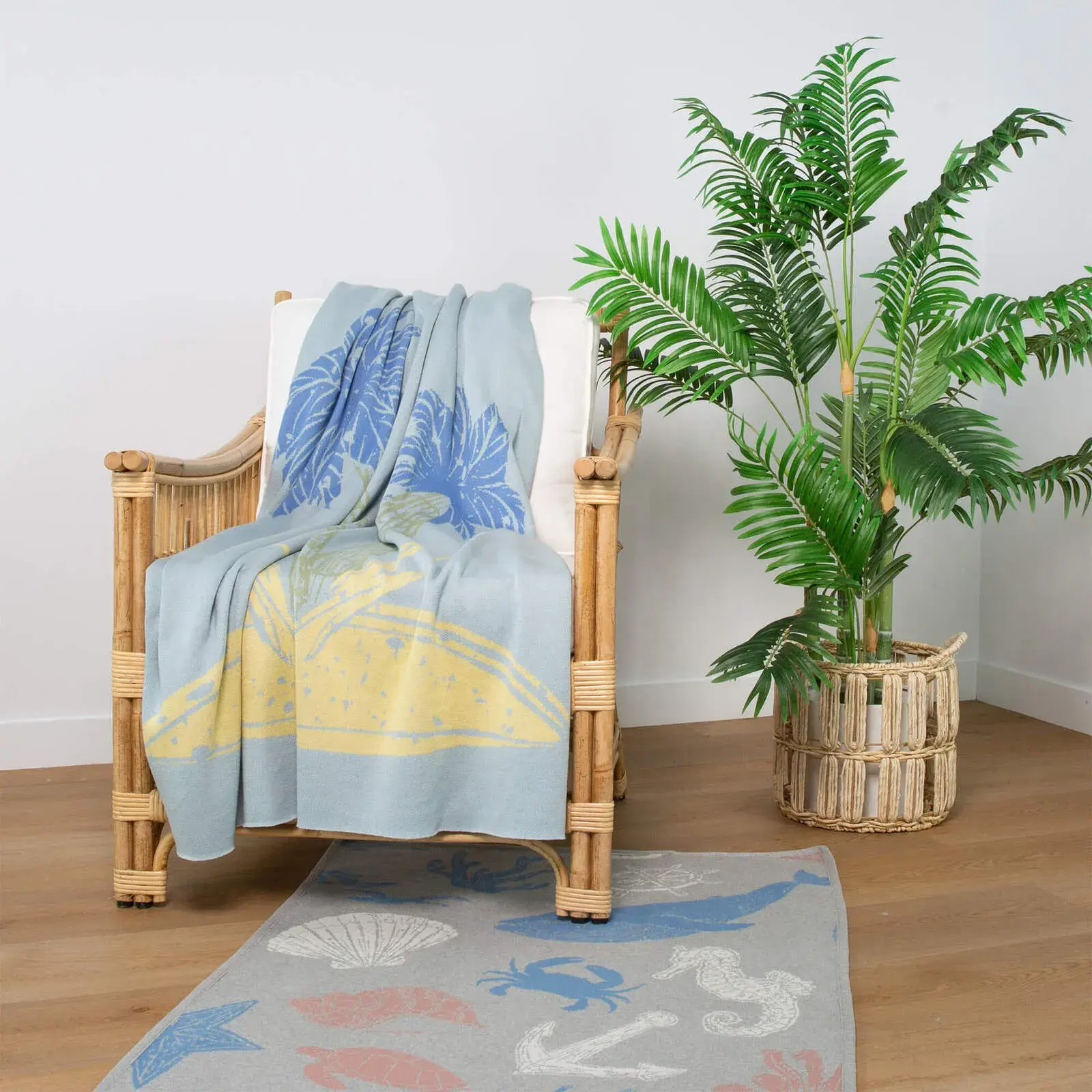 Kids Throw - Palm Trees - Sky Blue - 120x140cm