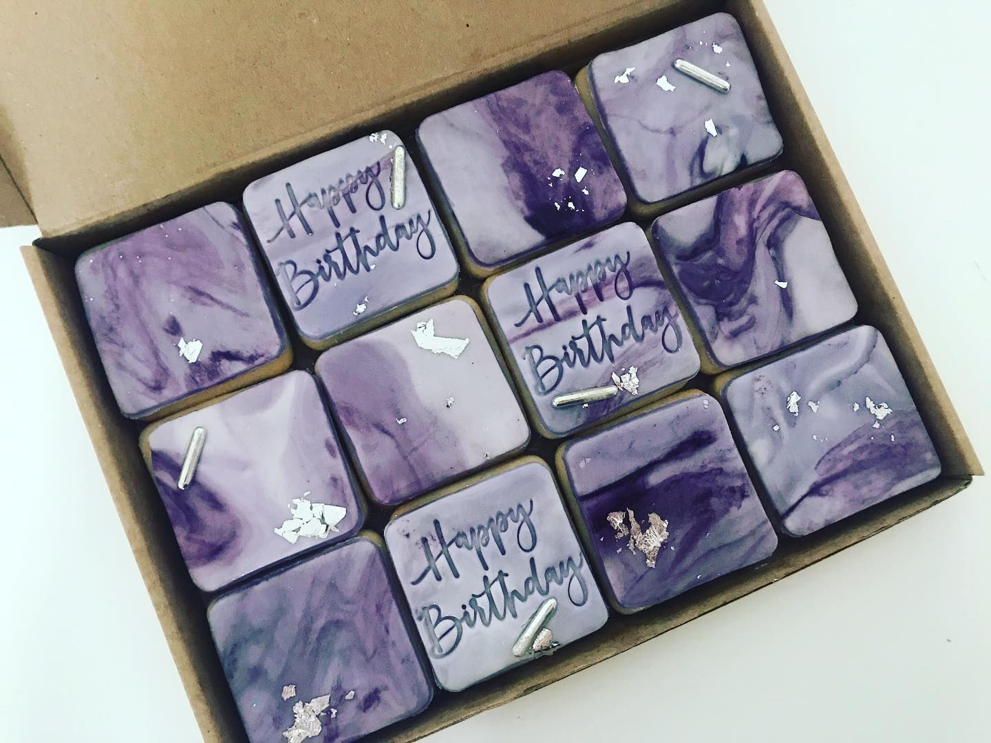 Purple Marble Personalised Biscuits