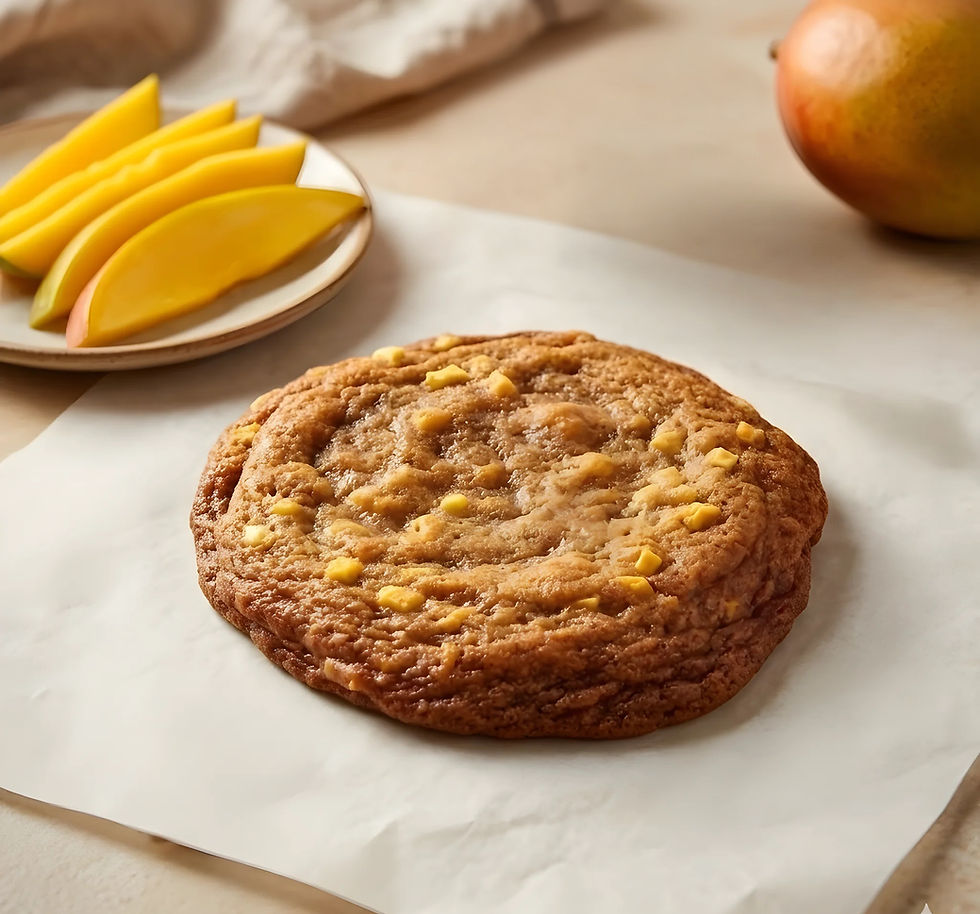 Mango cookie with fresh mango slices