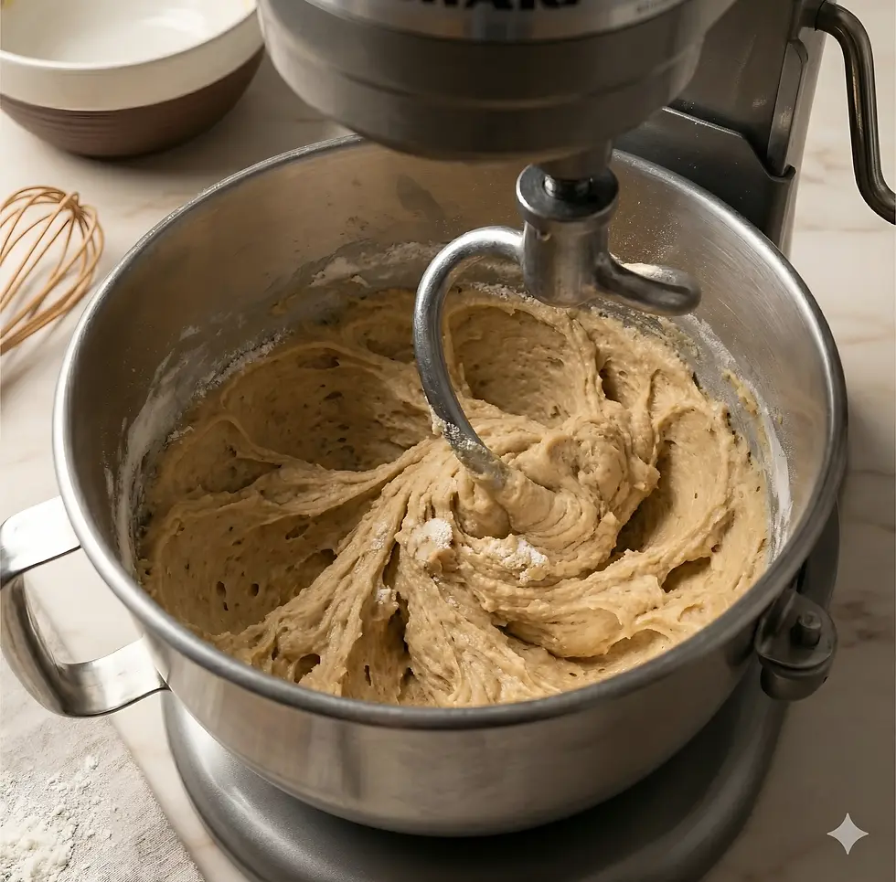 Stand mixer mixing dough