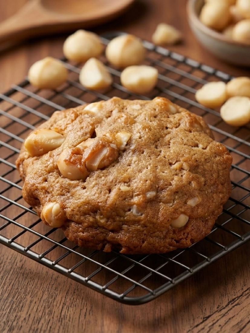 White Chocolate Macadamia cookie on rack