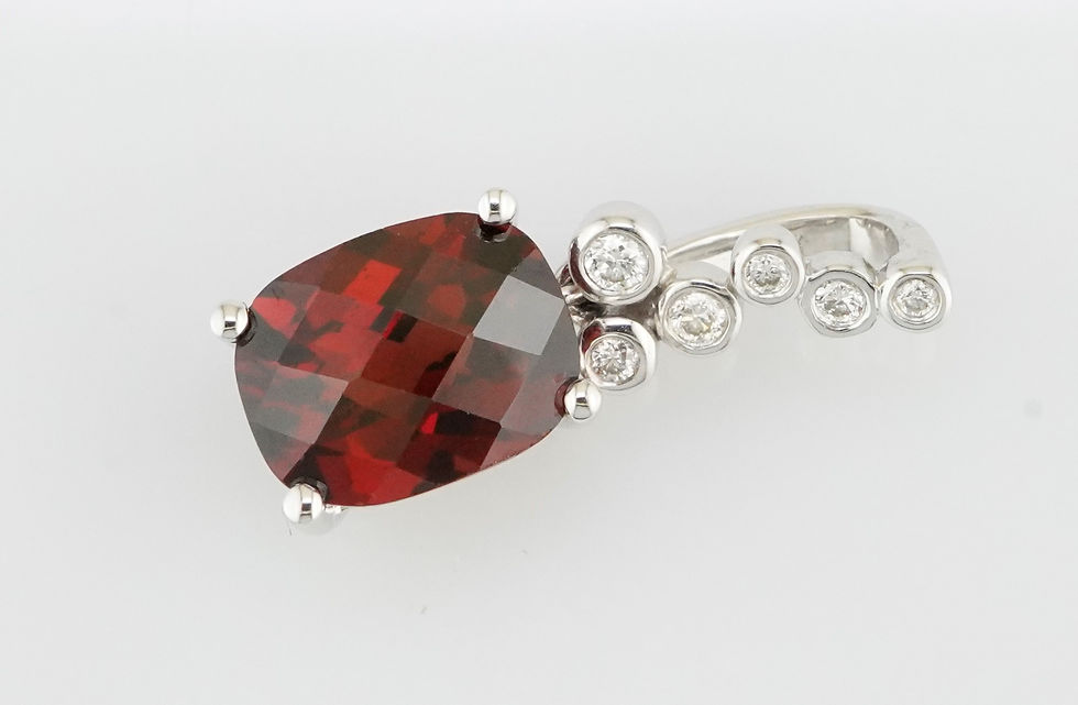 Thumbnail: 14k garnet and natural diamond pendant