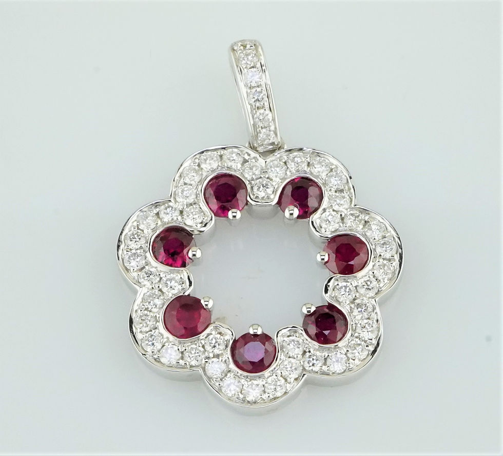 Thumbnail: 18k ruby and diamond circle pendant