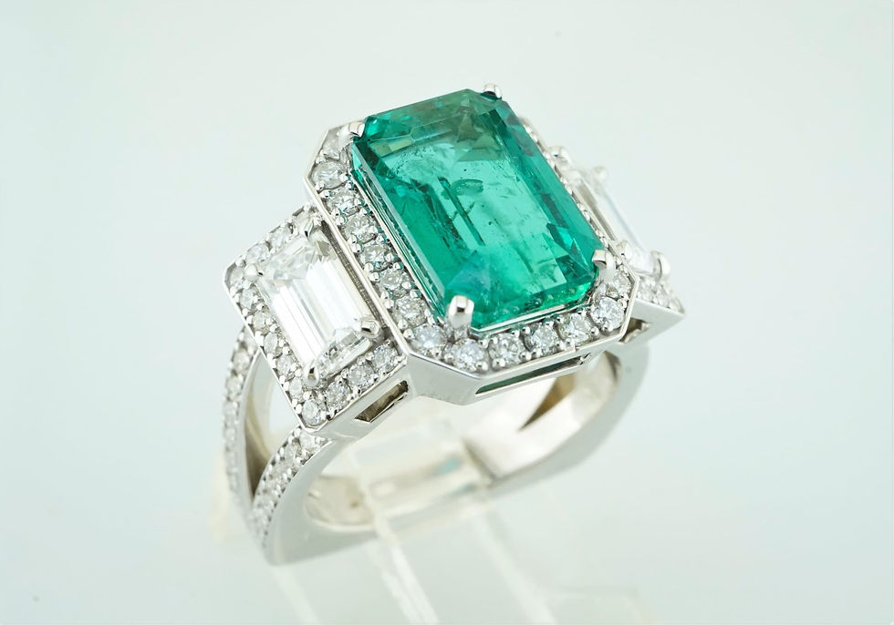 Thumbnail: 14k GIA certified emerald and diamond ring