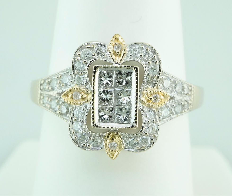 Thumbnail: 14k two-toned natural diamond engagement ring