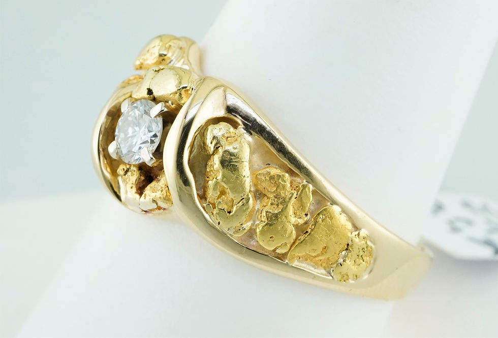 Thumbnail: Gent's 14k and natural nugget diamond ring