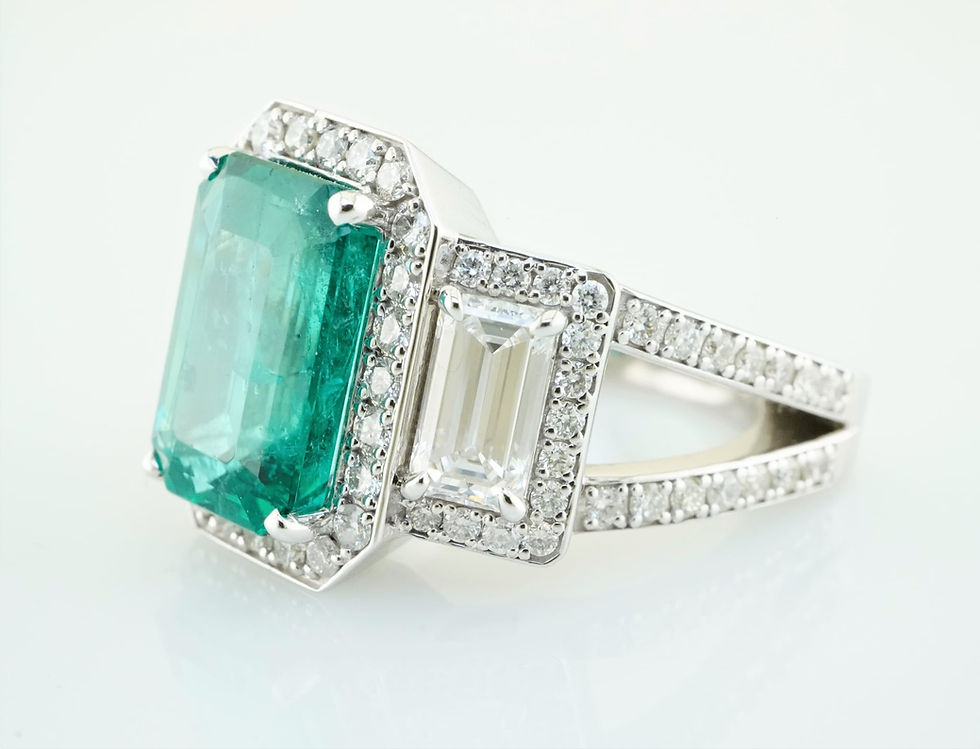 Thumbnail: 14k GIA certified emerald and diamond ring