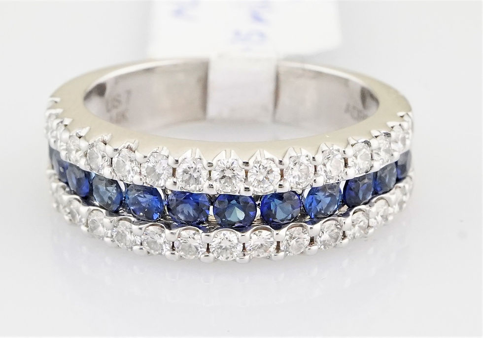 Thumbnail: 14k Natural Sapphire and Diamond Band