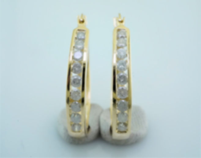14k diamond hoop earrings