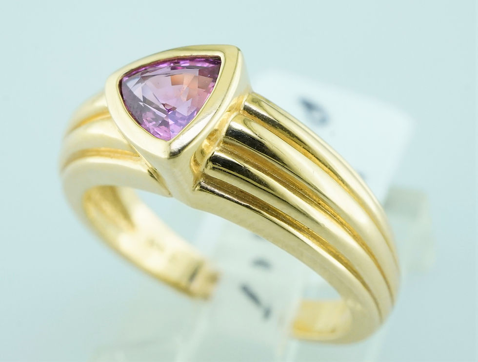 Thumbnail: 14k natural pink sapphire bezel set ring