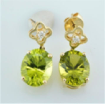 14k peridot and diamond dangle earrings