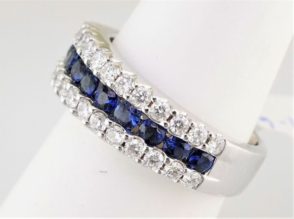 Thumbnail: 14k Natural Sapphire and Diamond Band