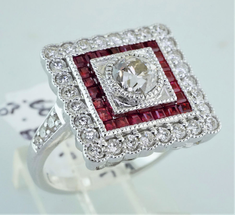 Thumbnail: 18k ruby and diamond art deco ring