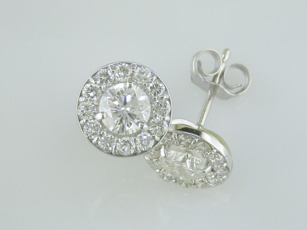 14k diamond  halo studs