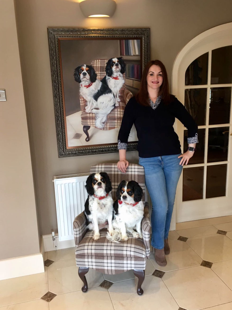 Oil Portrait of Cavalier King Charles Spaniels by Marion Dutton Full size