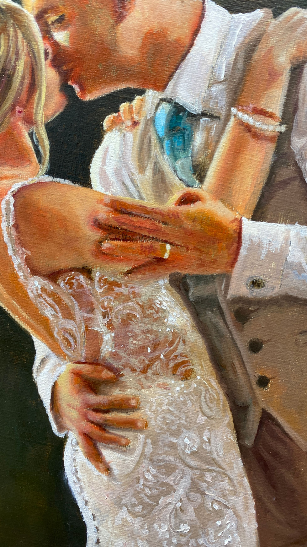 Wedding Oil Portrait by Marion Dutton hand details