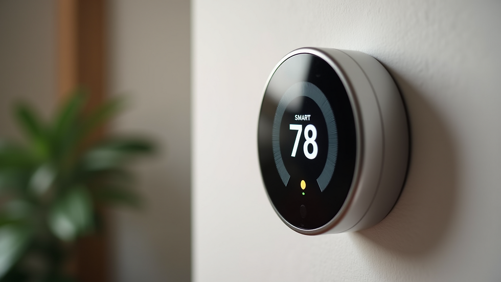 Close-up of a smart thermostat on a wall