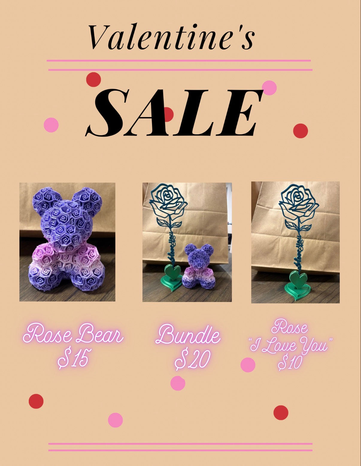 Valentine Bear and Rose