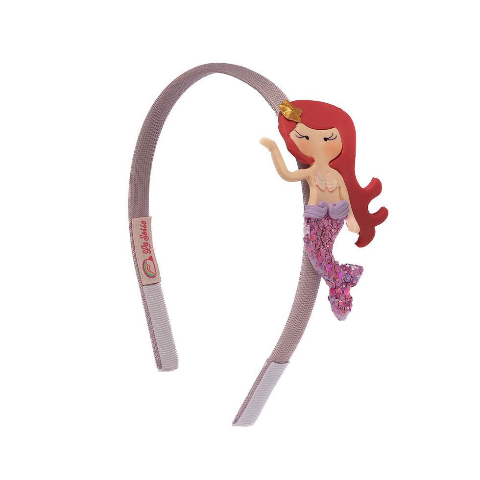 ARCO DE CABELO LILAS COM SEREIA LILAS