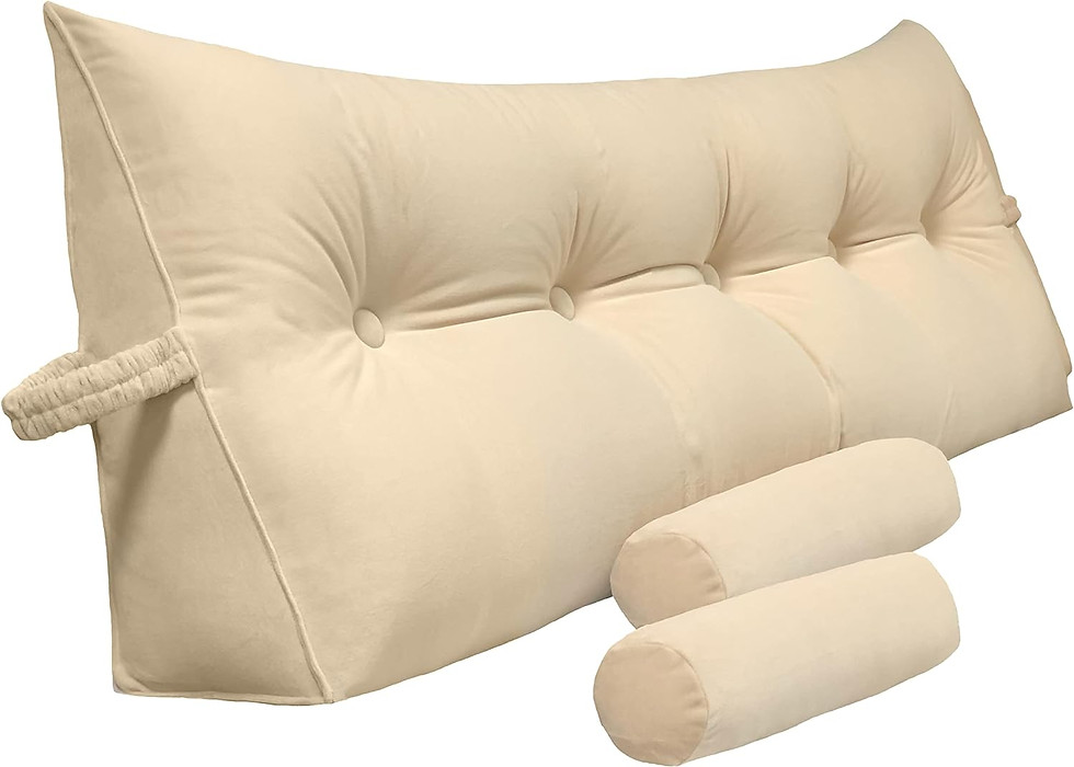 Thumbnail: Large Cozy Cushion Headboard Backrest With Two Detachable Roll Pillows