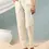 Thumbnail: Cream Full Elastic Women Cotton Pant