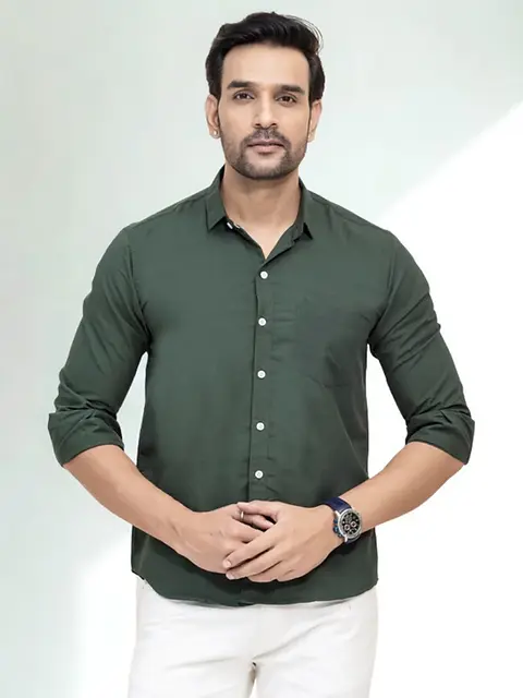 Olive Green Men Formal Shirt | Hari Apparels Olive Green Men Formal Shirt | Hari Apparels