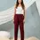 Thumbnail: Maroon Full Elastic Women Cotton Pant