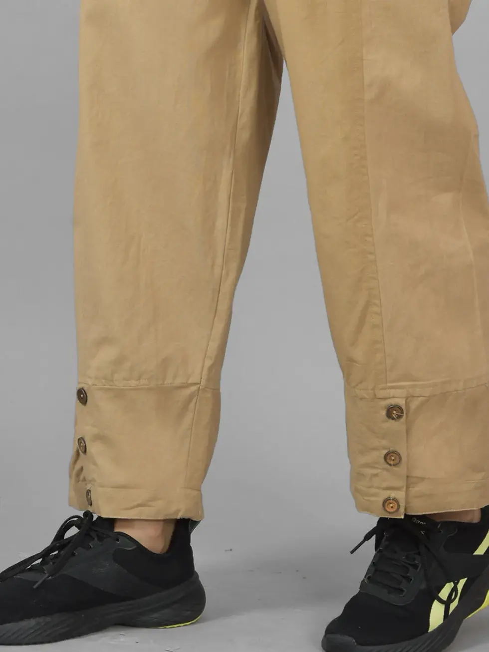 Thumbnail: Beige Cotton Side Pocket Women Straight Cargo Pant