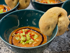 Gazpacho with cucumber cubes