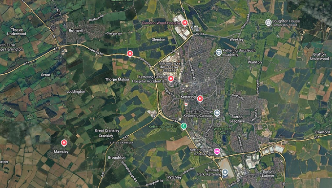 Kettering Rothwell Desborough Burton Latimer Barton Seagrave Broughton Mawsley Loddington