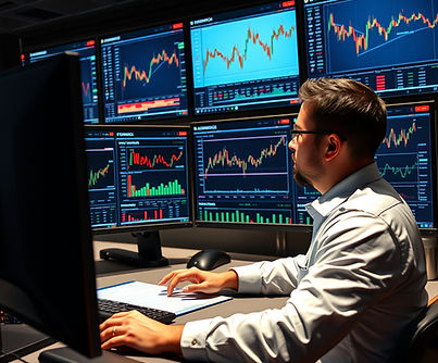 um operador de trade de etanol trabalhando visualizando os dashboards e dados do mercado.j