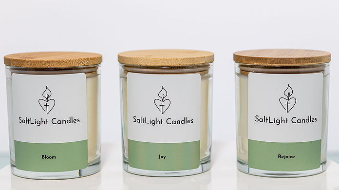 SaltLight Candles Sprg collection: Bloom, Joy, and Rejoice.