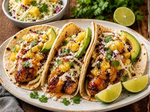 Pineapple Habanero Belle Isle Chicken Tacos with Belle Isle Hot Sauce