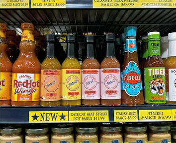 Heat Street Detroit hot sauces in Randazzo's market 