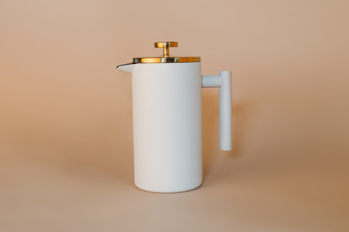 French Press | Matte White & Shiny Gold | The Fox and Pantry
