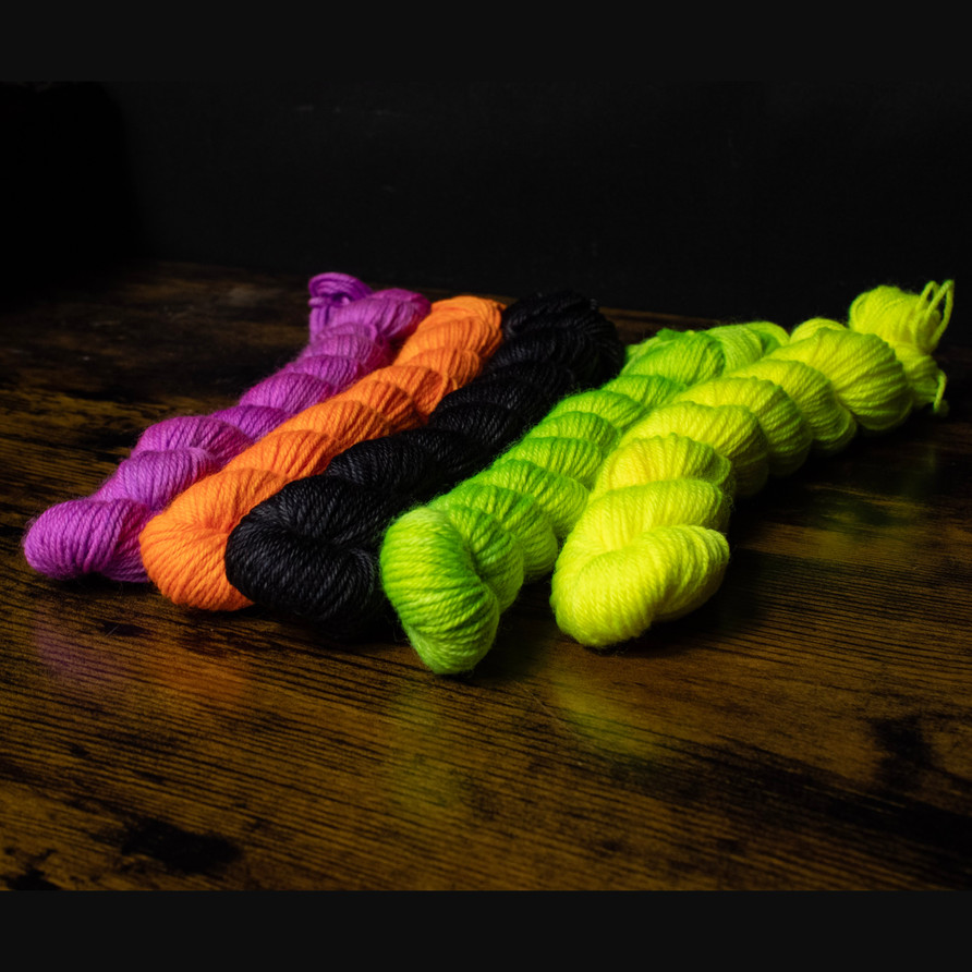 phat girlz fibre neon mini skein set stock photo
