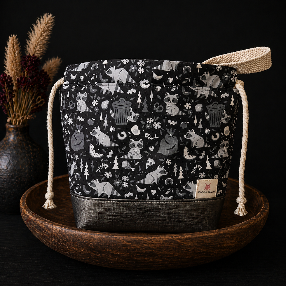 phat girlz fibre trash panda drawstring bag stock photo