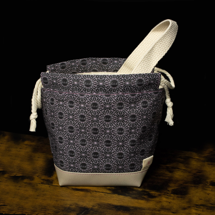 phat girlz fibre bitch drawstring bag stock photo