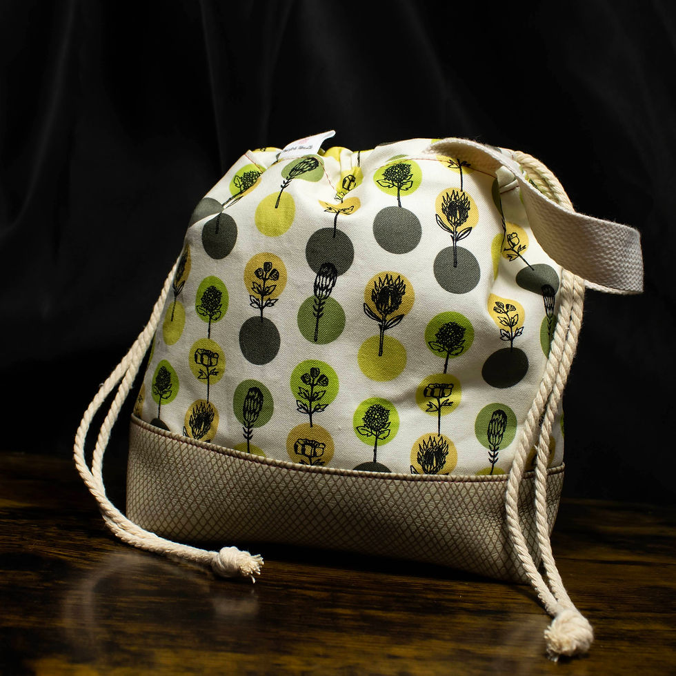 phat girlz fibre green floral drawstring bag stock photo