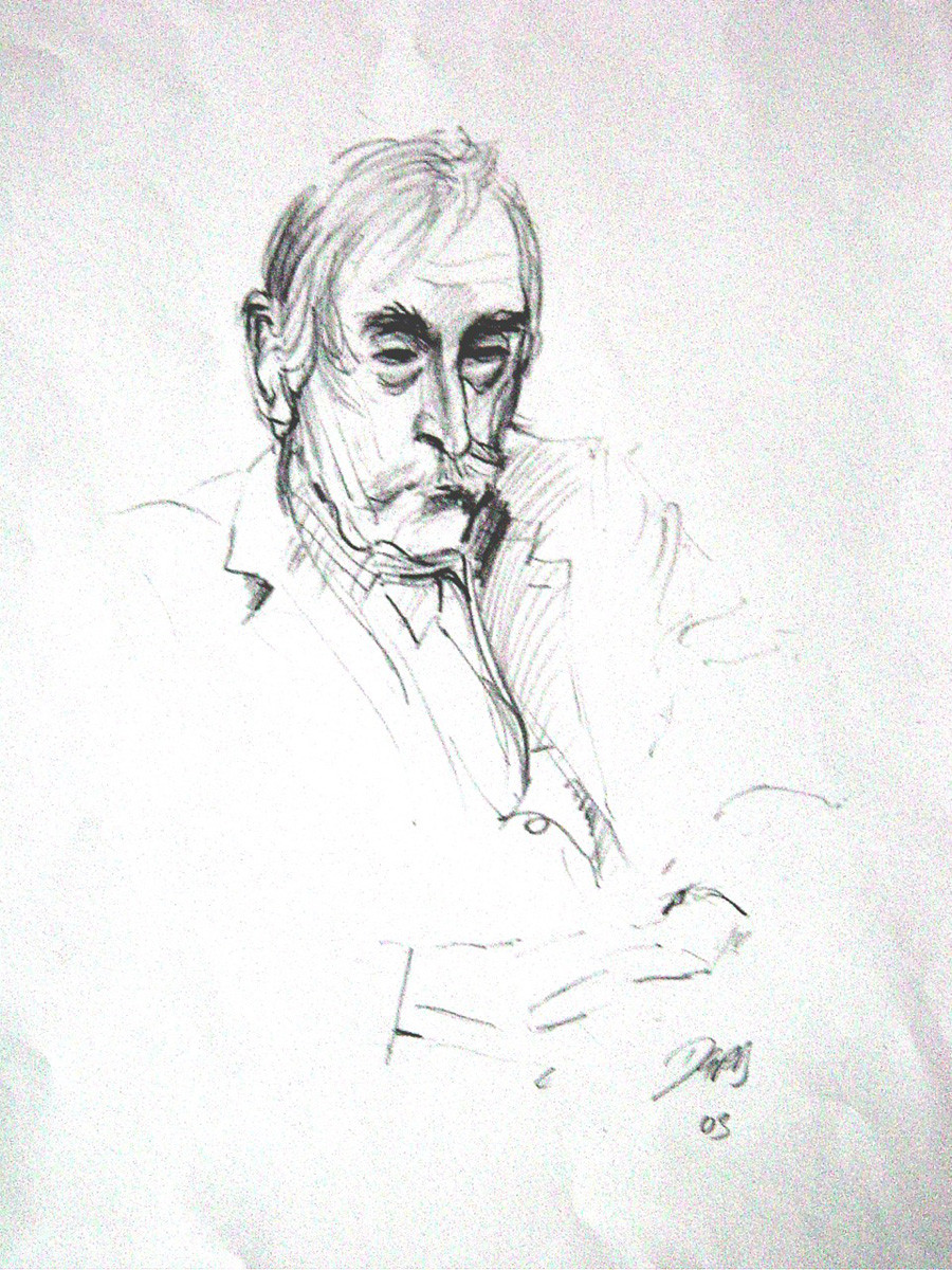 Portrait of Kyffin Williams by David Porteous-Butler. Pencil drawing on Paper (2003)