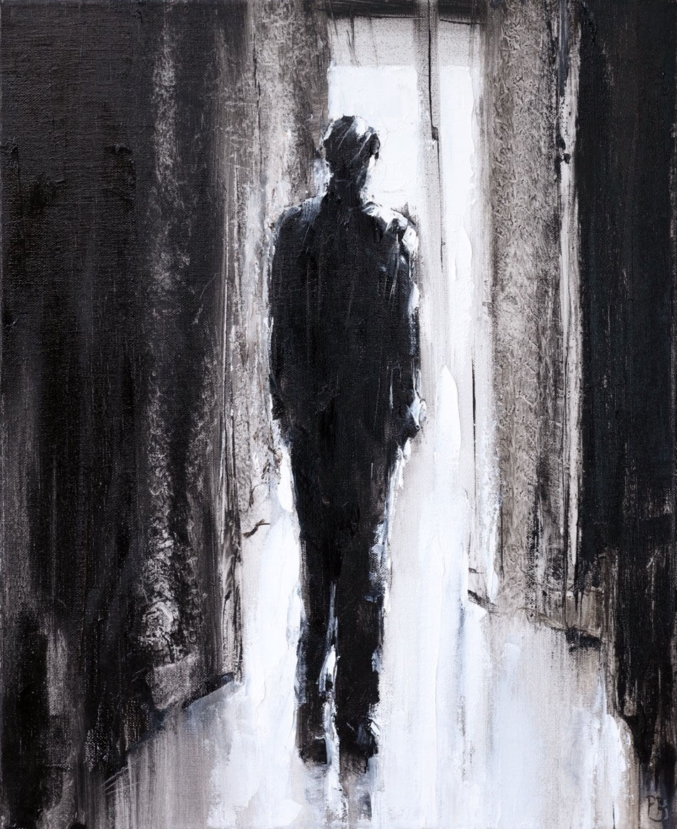 White City Gallery presents 'Light' by David Porteous-Butler. Original oil painting male form silhouette outline black