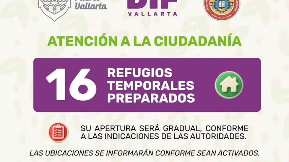 Puerto Vallarta Prepara 16 Refugios Temporales Ante el Huracán Simón