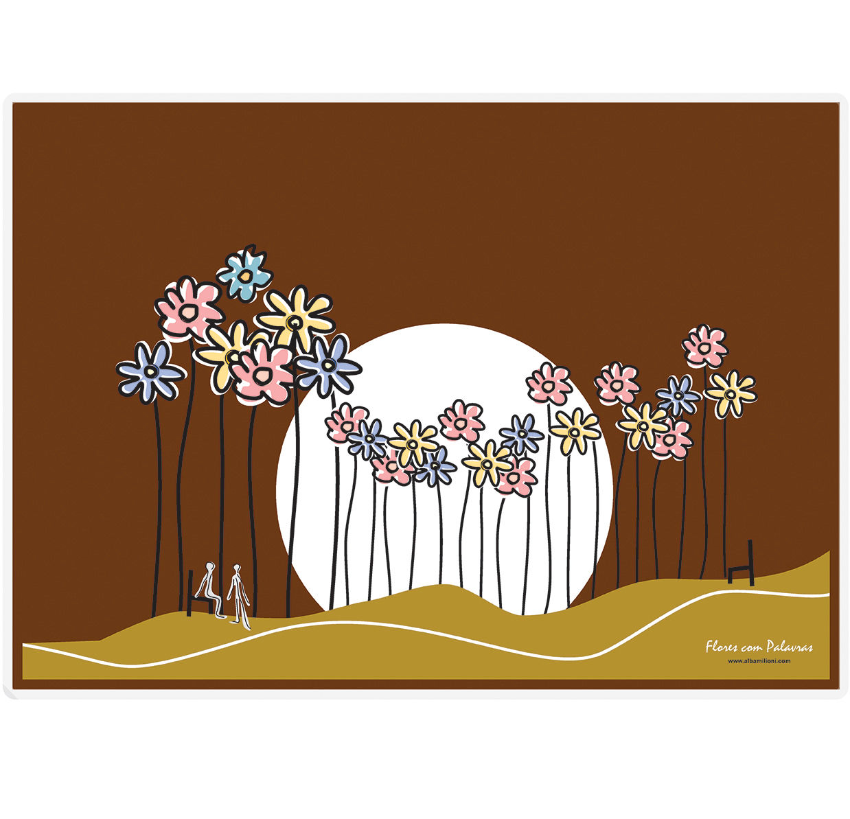 Jogo Americano / 1 peça / Flores com Palavras