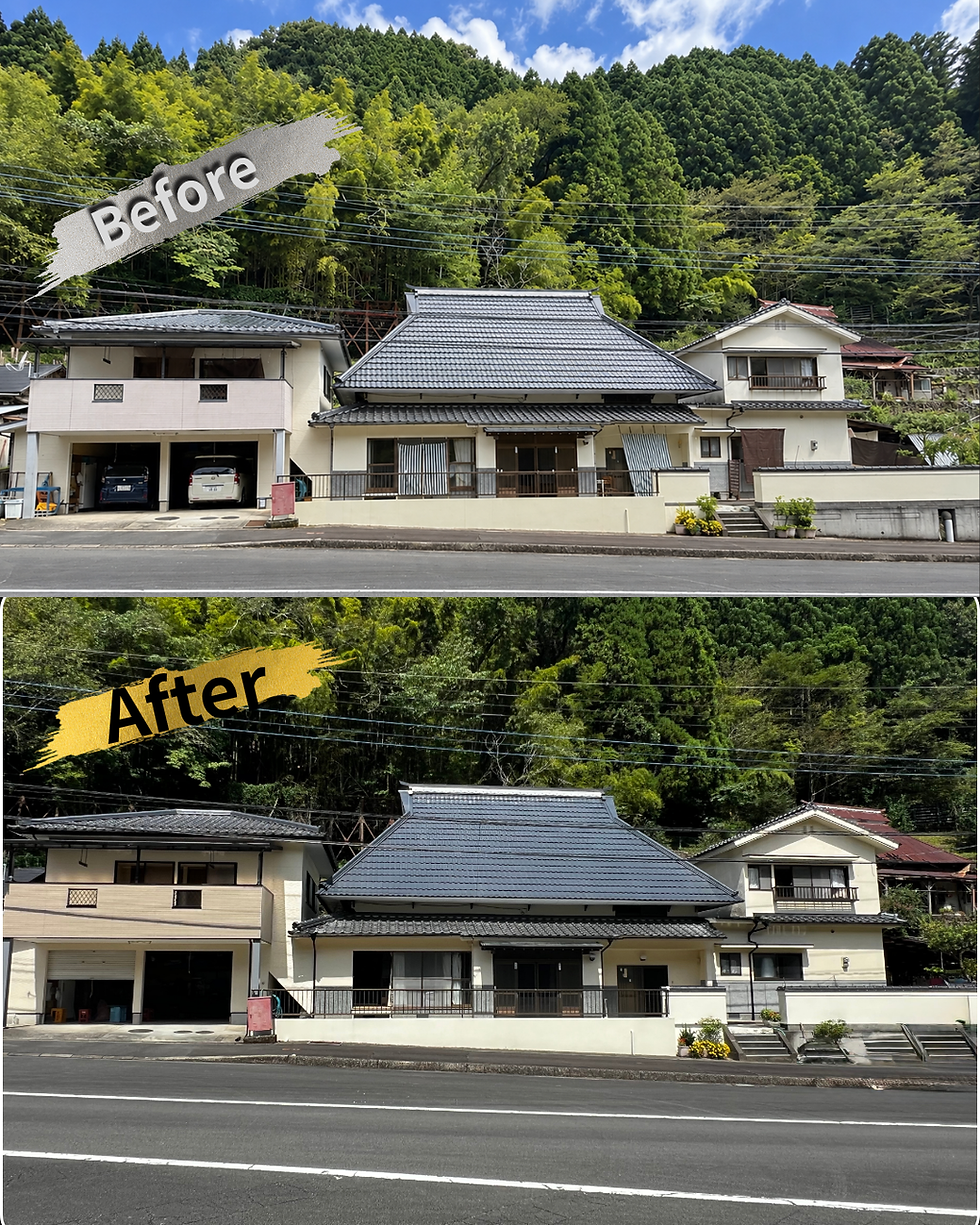 Before・After写真には「大分県H様邸の外壁塗装工事ビフォーアフター