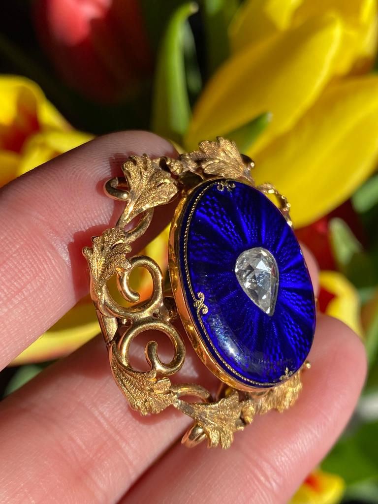 Thumbnail: Enamel Blue Pendant & Brooch