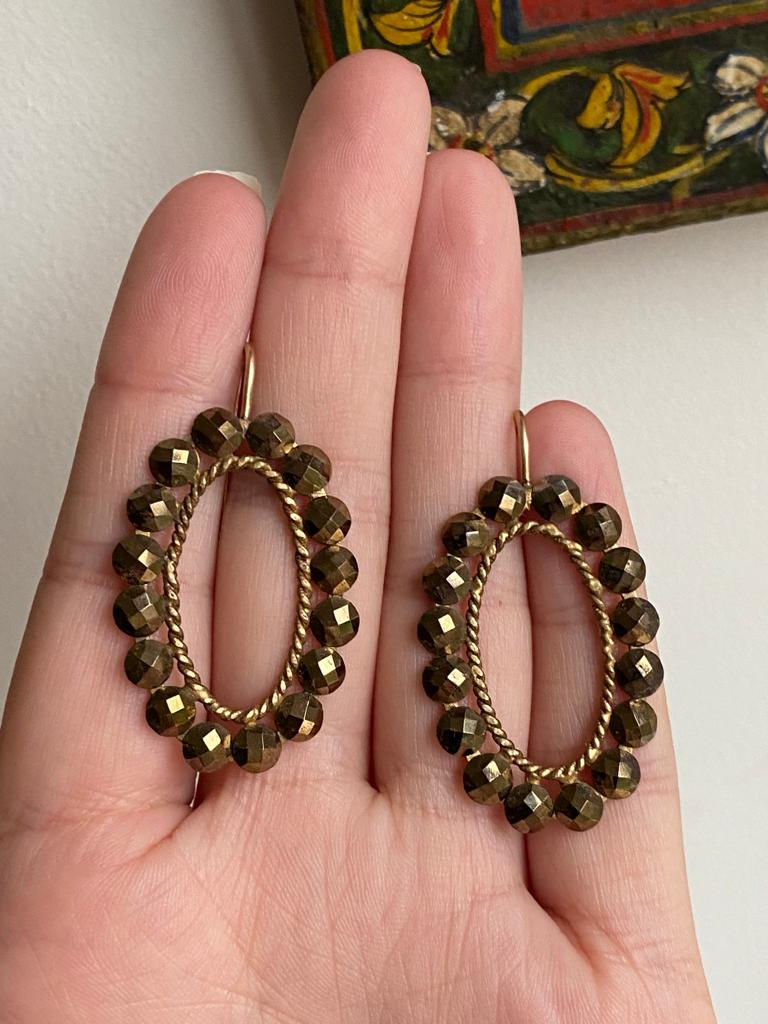 Thumbnail: Cut Steel Oval Earrings