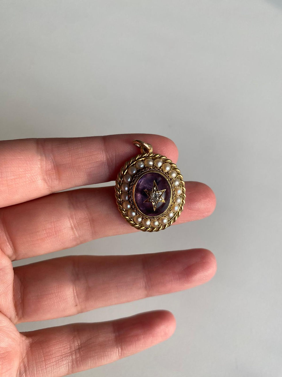 Thumbnail: Large Amethyst Cabochon Diamond Star Pendant
