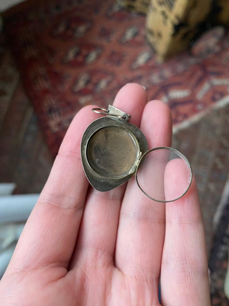 Thumbnail: Large Garnet Puffy Heart Locket