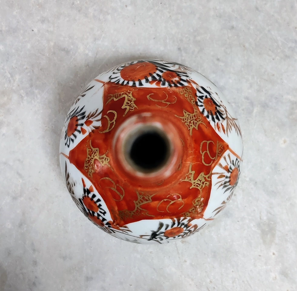 Thumbnail: Trio of Iron Red And Gilt Japanese Porcelain Vases